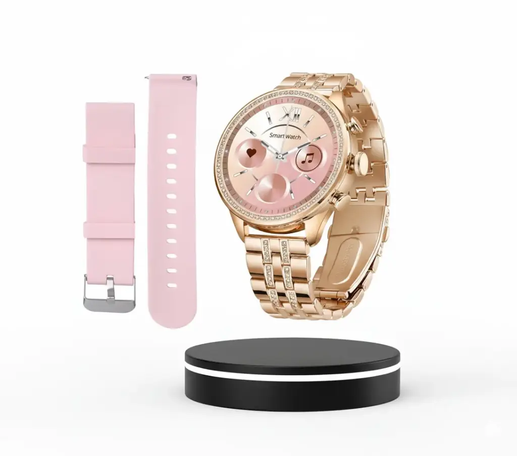 Gen 9 Smartwatch, HD Display Gold Metal Strap & Activity Tracker, Bluetooth Calling, Customizable Watch Faces, Water Resistant Smartwatch for Women & Girls(Rose Gold)