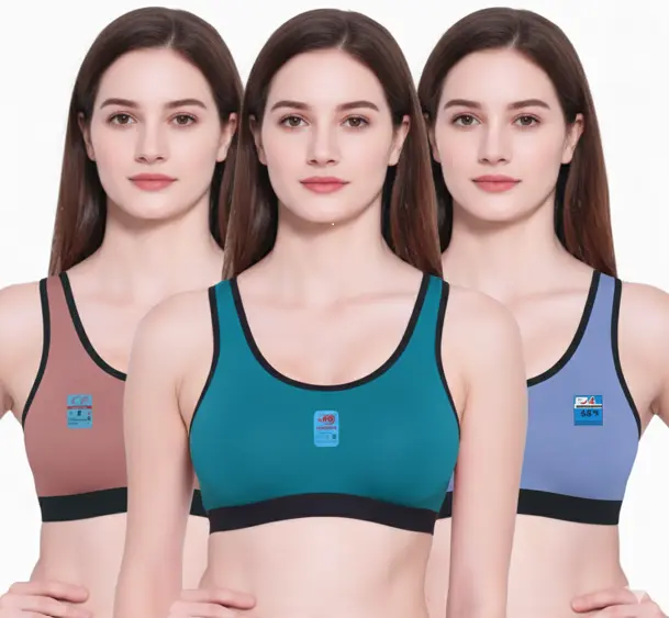 Sports Bra for Women Girls (Free Size Bra Fit to 28_30_32_34) | Combo Pack of 3 Multicolor