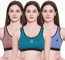 Sports Bra for Women Girls (Free Size Bra Fit to 28_30_32_34) | Combo Pack of 3 Multicolor