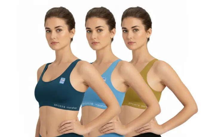 Sports Bra for Women Girls (Free Size Bra Fit to 28-30-32-34) | Combo Pack of 3 Multicolor