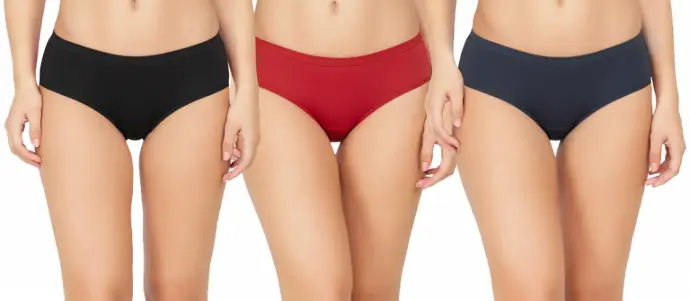 Women Hipster Panty - 100% Super Combed Cotton - Pack of 3 - Anti Bacterial, No Marks Waist, Wicking Dark Assorted Print Free Size