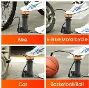 Bike Floor Pump Portable Bicycle Foot Pump Compatible with Presta & Schrader Valve Tire Pump Lightweight Hand Foot Activated Tire Inflator for Road Bike Mountain Balls, Black,