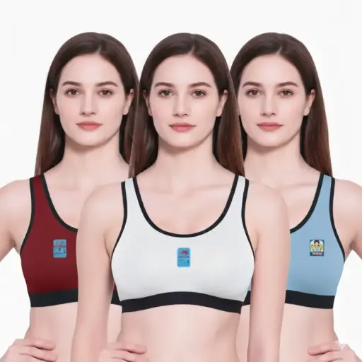 Sports Bra for Women Girls (Free Size Bra Fit to 28_30_32_34) | Combo Pack of 3 Multicolor