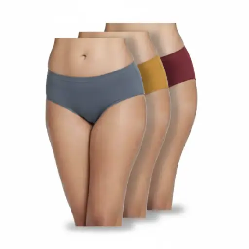 Panty Set for Women Cotton Hipster Underwear Panty Pack of 3 Soft Fabric Seamless Ice Silk Panties for Women - 100% Super Combed Full Coverage (Free Size)