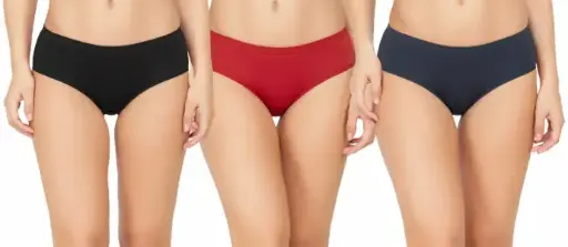 Women Hipster Panty - 100% Super Combed Cotton - Pack of 3 - Anti Bacterial, No Marks Waist, Wicking Dark Assorted Print Free Size