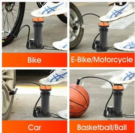 Bike Floor Pump Portable Bicycle Foot Pump Compatible with Presta & Schrader Valve Tire Pump Lightweight Hand Foot Activated Tire Inflator for Road Bike Mountain Balls, Black,