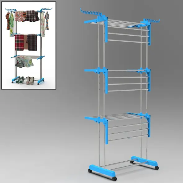Premium Heavy Duty Stainless Steel 3 Layer Foldable Cloth Drying Stand